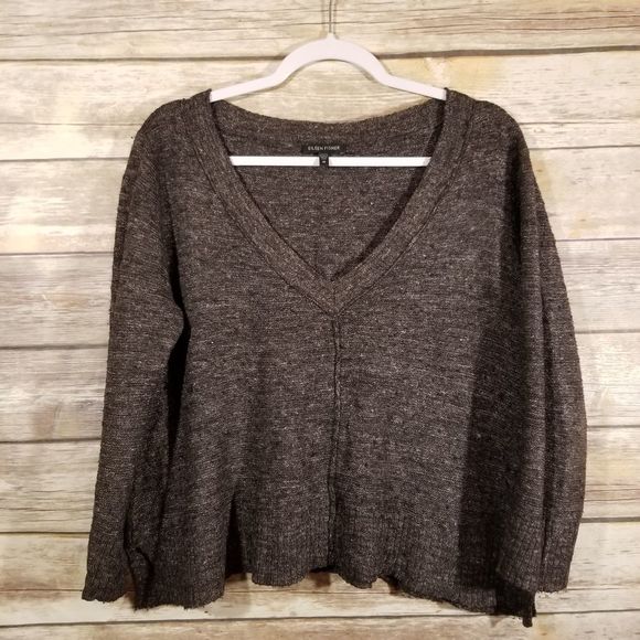 Eileen Fisher Sweaters - Eileen Fisher Boxy Crop Deep V Sweater